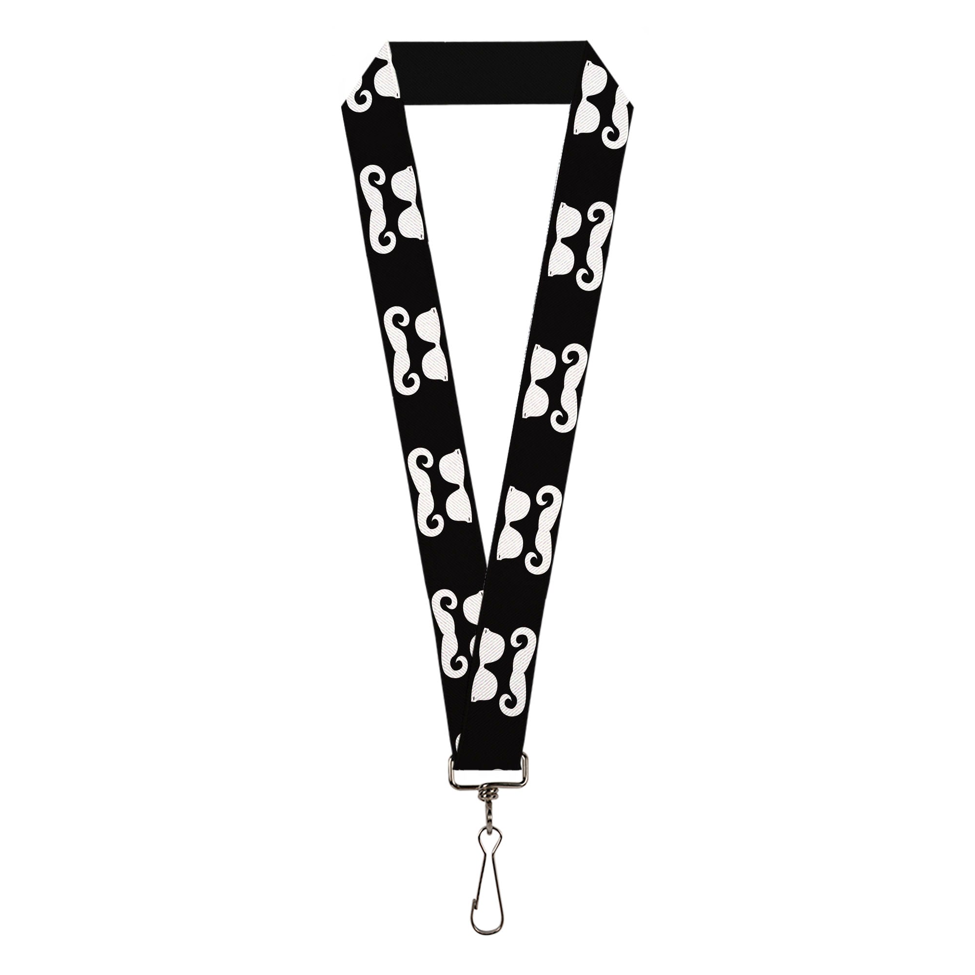 Lanyard - 1.0" - Sunglasses & Mustache Black White Lanyards Buckle-Down