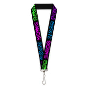 Lanyard - 1.0" - SWAGG Black Zebra Multi Neon Lanyards Buckle-Down