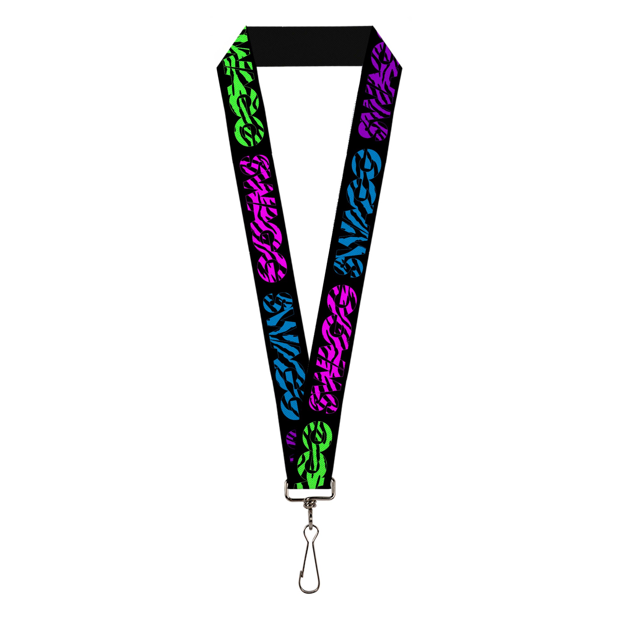 Lanyard - 1.0" - SWAGG Black Zebra Multi Neon Lanyards Buckle-Down