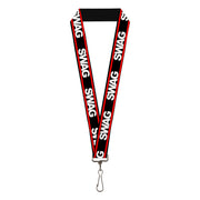 Lanyard - 1.0" - SWAGG Black White Red Stripe Lanyards Buckle-Down