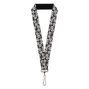 Lanyard - 1.0" - Scattered Panda Bear Cartoon2 Black White Lanyards Buckle-Down