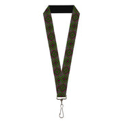 Lanyard - 1.0" - Square Lines Black Greens Pinks Lanyards Buckle-Down