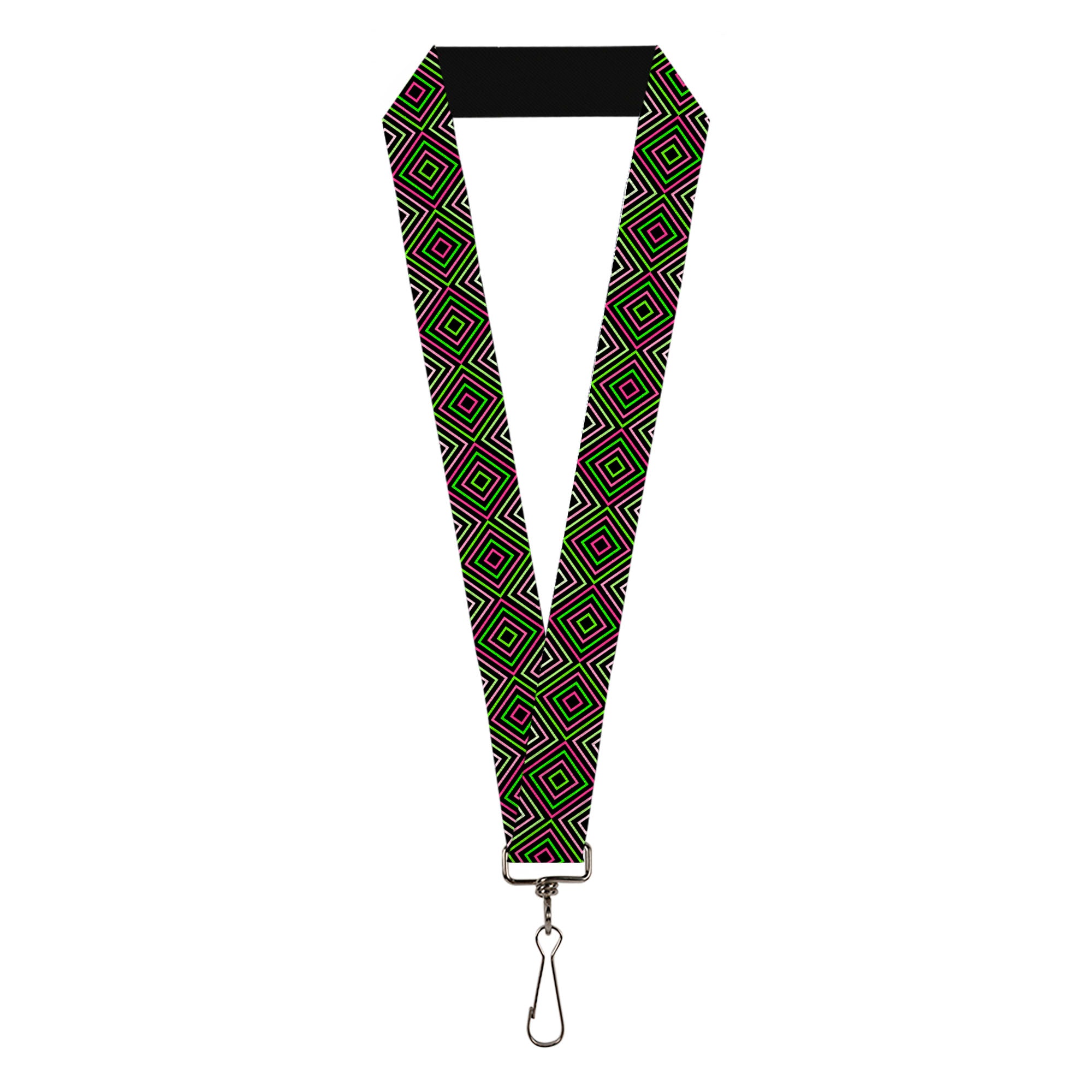 Lanyard - 1.0" - Square Lines Black Greens Pinks Lanyards Buckle-Down
