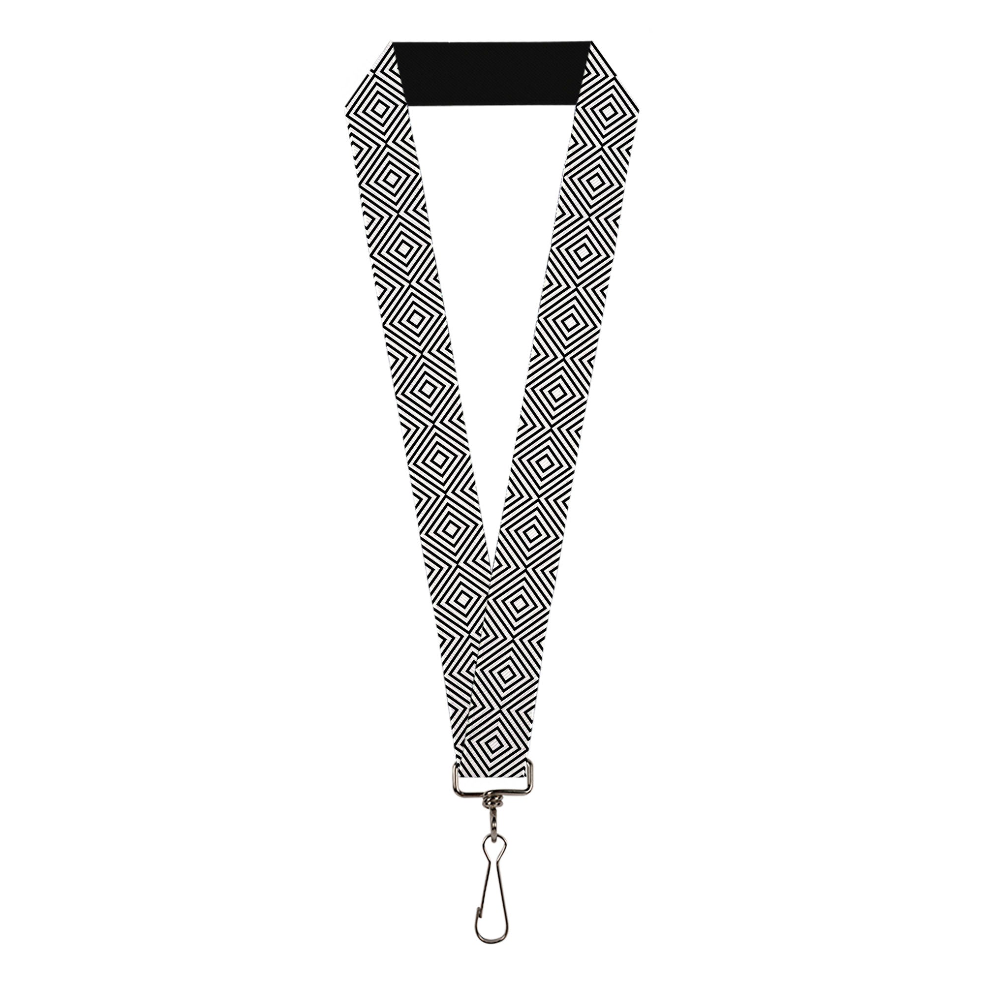 Lanyard - 1.0" - Square Lines White Black Lanyards Buckle-Down