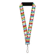 Lanyard - 1.0" - Stars w Lines Gray Multi Color White Lanyards Buckle-Down