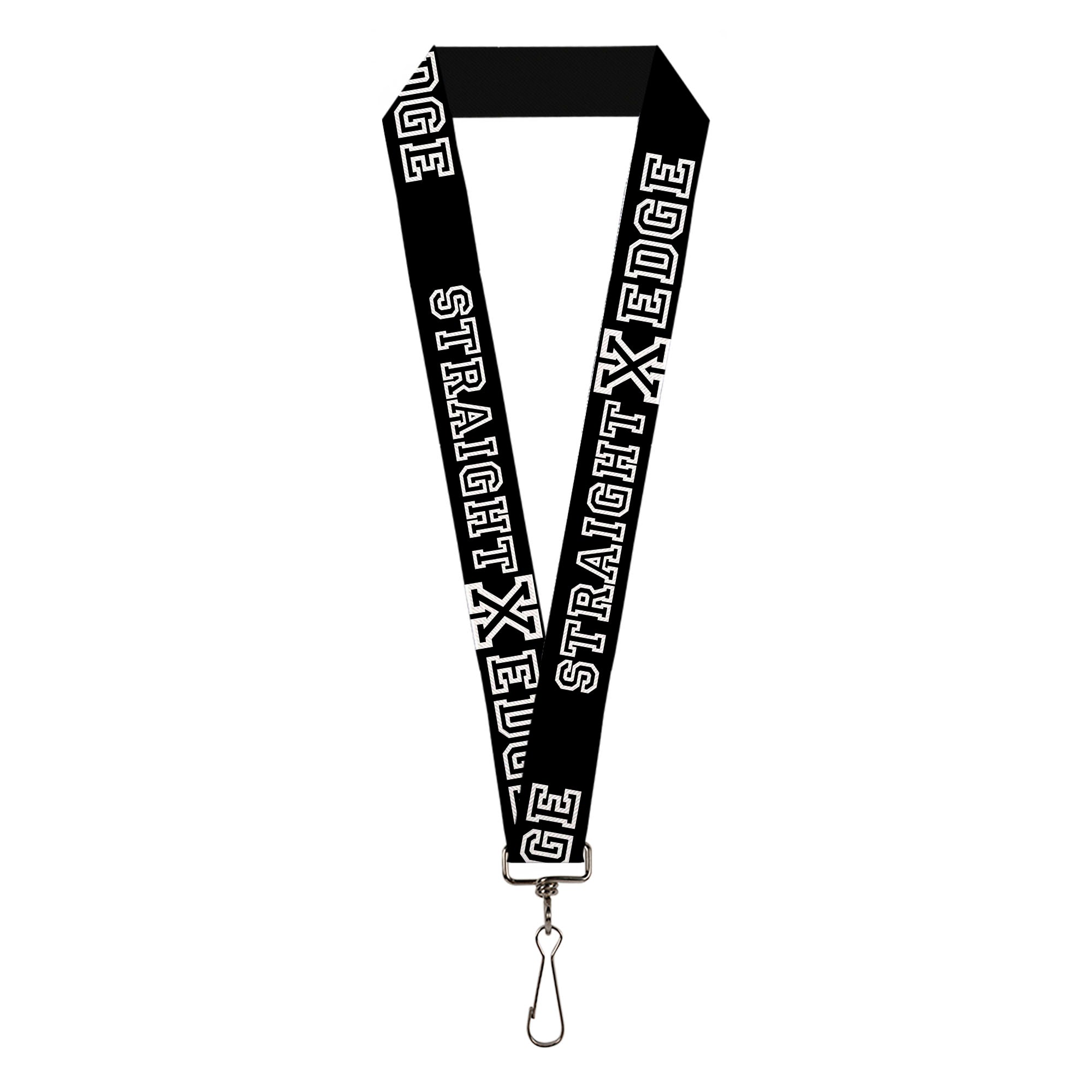 Lanyard - 1.0" - STRAIGHT EDGE Black White Lanyards Buckle-Down