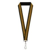 Lanyard - 1.0" - Stripe Black Gold Lanyards Buckle-Down