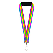 Lanyard - 1.0" - Stripes Purple Orange Green Yellow Pink Blue Lanyards Buckle-Down