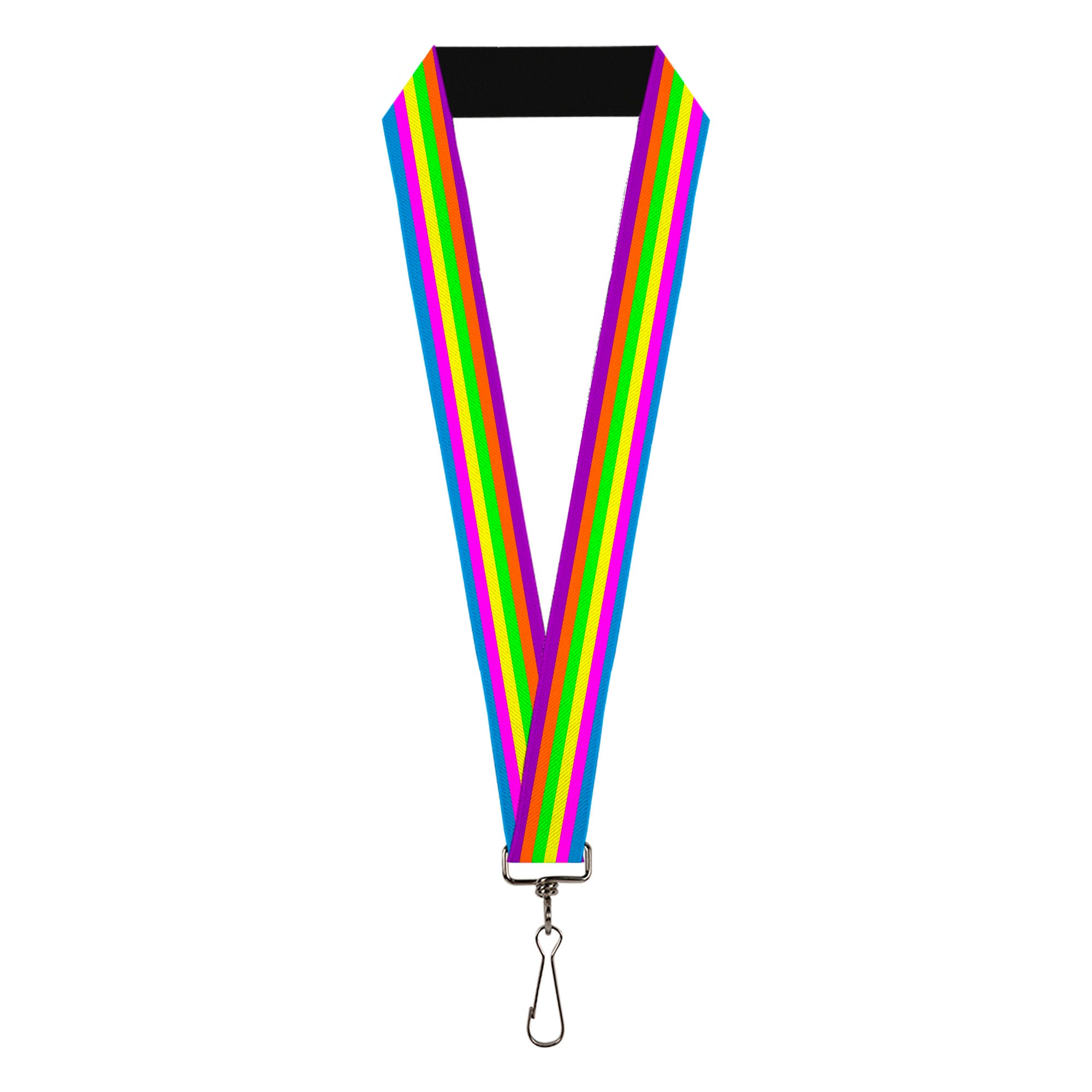 Lanyard - 1.0" - Stripes Purple Orange Green Yellow Pink Blue Lanyards Buckle-Down