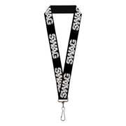 Lanyard - 1.0" - SWAG Black Plaid X White Gray Lanyards Buckle-Down