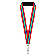 Lanyard - 1.0" - Stripes Red Blue Green Lanyards Buckle-Down
