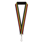 Lanyard - 1.0" - Stripes Navy Red Yellow Black White Green Lanyards Buckle-Down