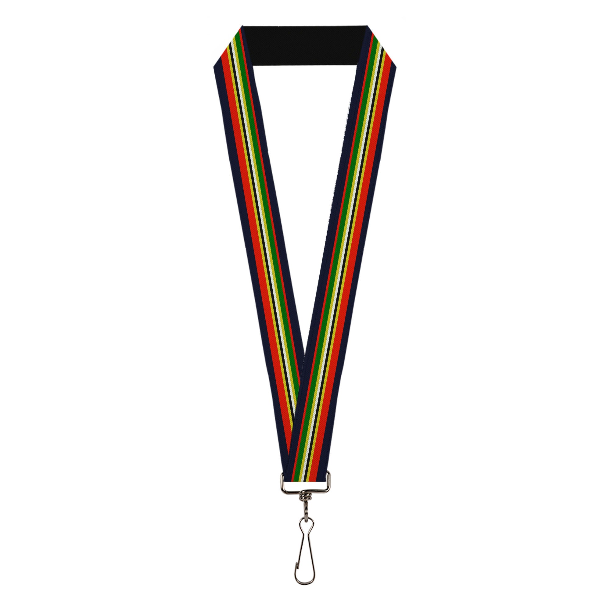 Lanyard - 1.0" - Stripes Navy Red Yellow Black White Green Lanyards Buckle-Down