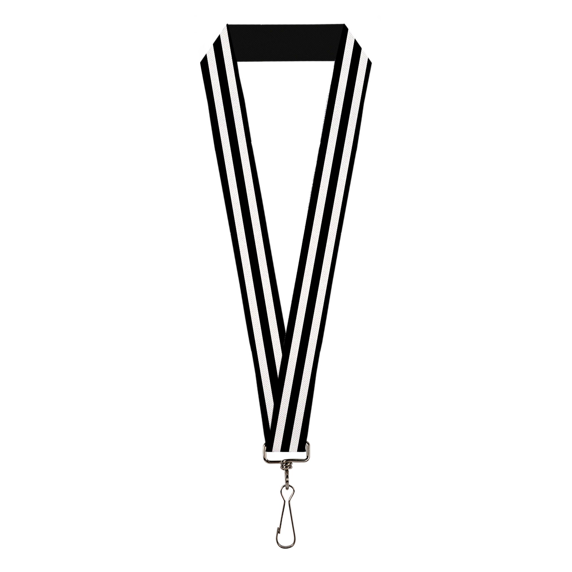 Lanyard - 1.0" - Stripes 3Black 2White Lanyards Buckle-Down