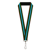 Lanyard - 1.0" - Stripes Brown Green Baby Blue Lanyards Buckle-Down