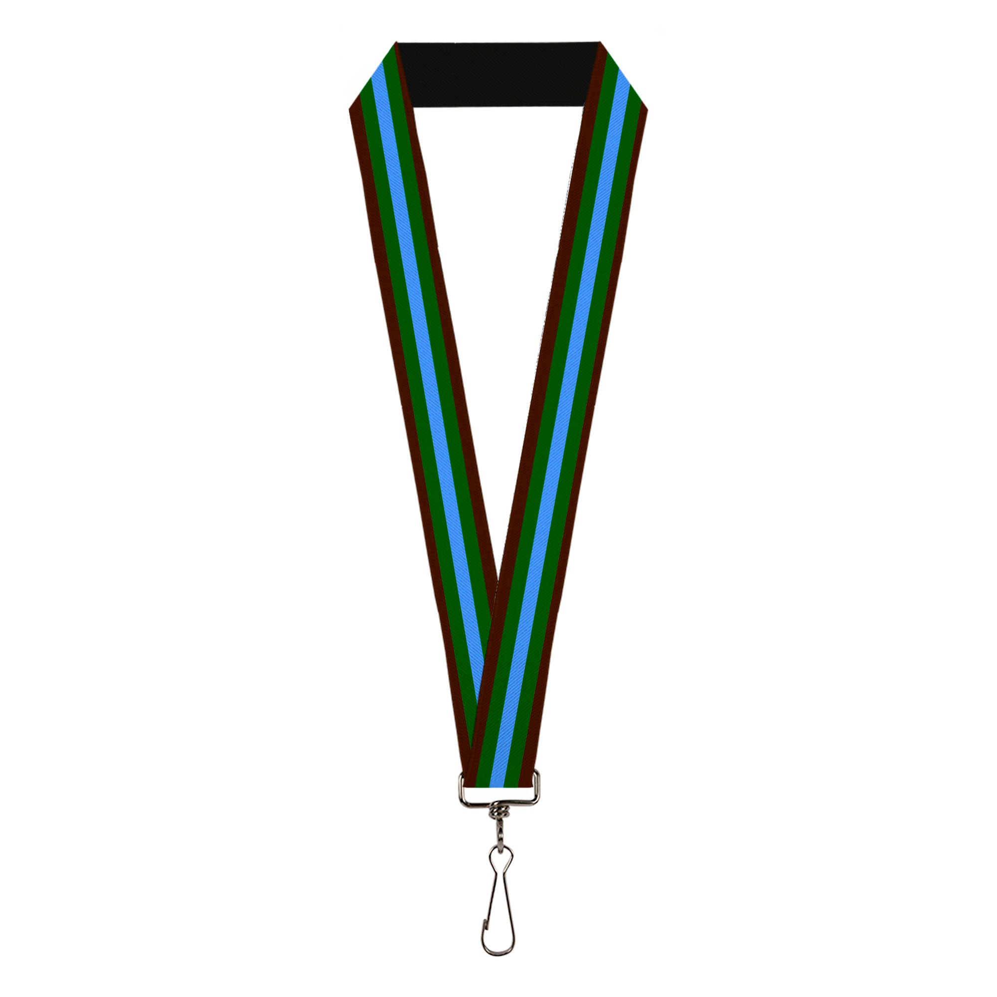 Lanyard - 1.0" - Stripes Brown Green Baby Blue Lanyards Buckle-Down