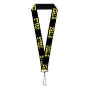 Lanyard - 1.0" - STEEZ Brushed Black Yellow Lanyards Buckle-Down