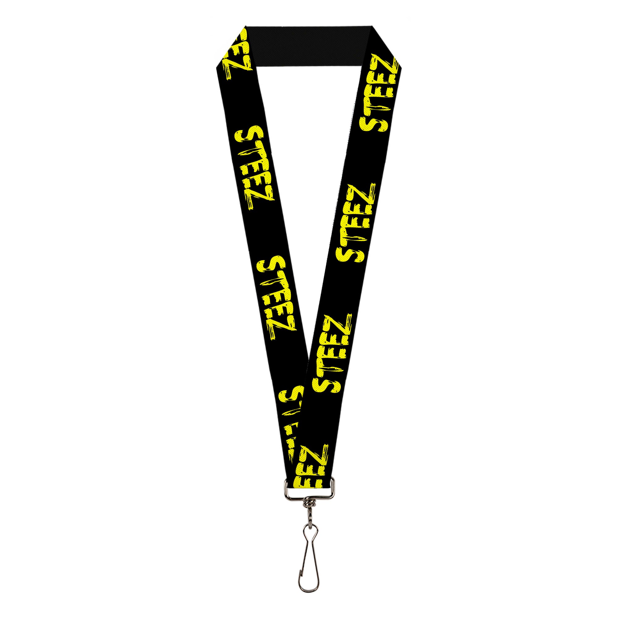Lanyard - 1.0" - STEEZ Brushed Black Yellow Lanyards Buckle-Down
