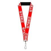 Lanyard - 1.0" - STEEZ Flat Red White Lanyards Buckle-Down