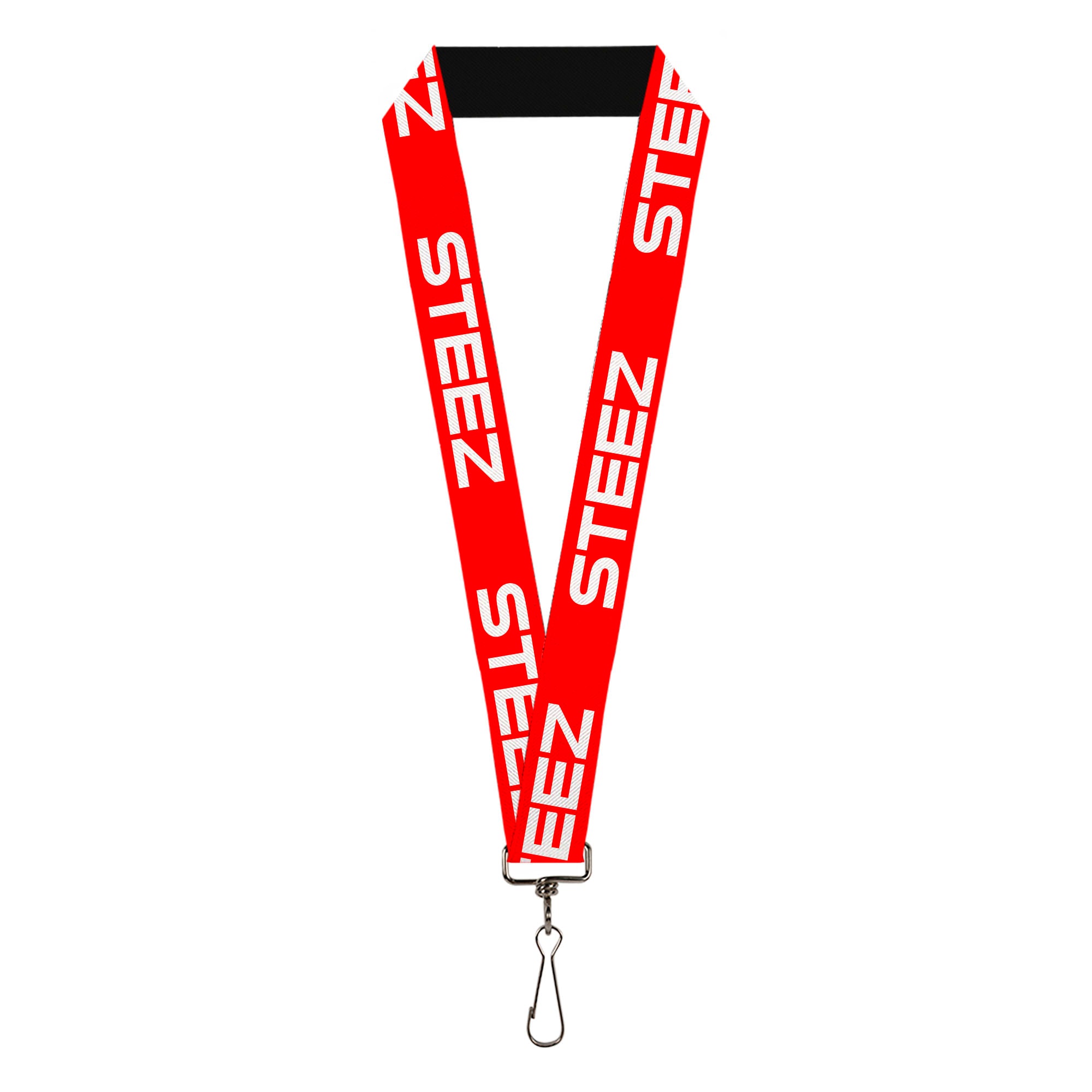Lanyard - 1.0" - STEEZ Flat Red White Lanyards Buckle-Down