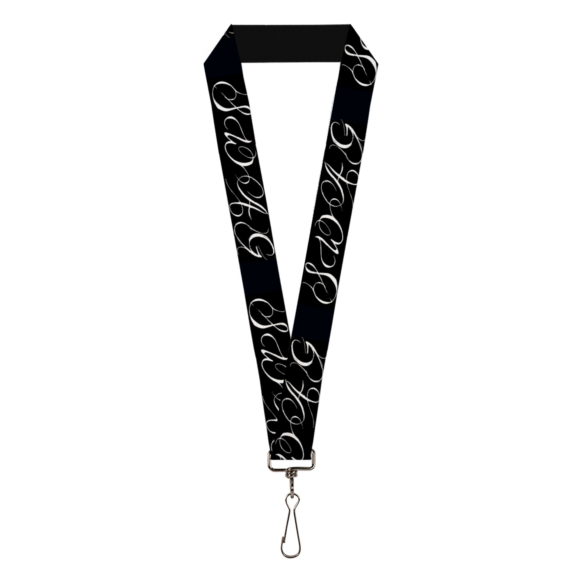 Lanyard - 1.0" - SWAG Script Black White Lanyards Buckle-Down