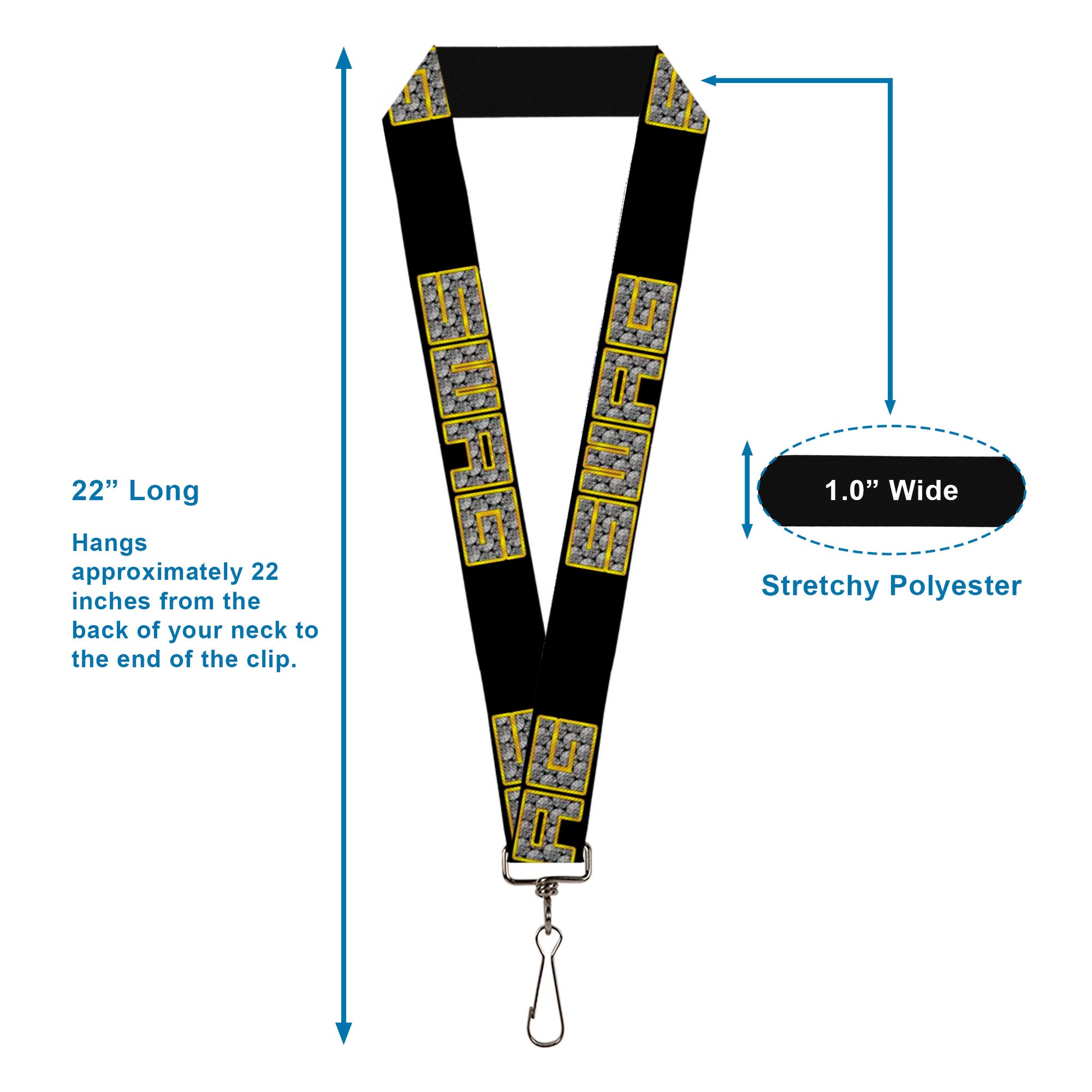 Lanyard - 1.0" - SWAG Black Bling Lanyards Buckle-Down