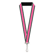 Lanyard - 1.0" - Stripes White Black White Pink Lanyards Buckle-Down