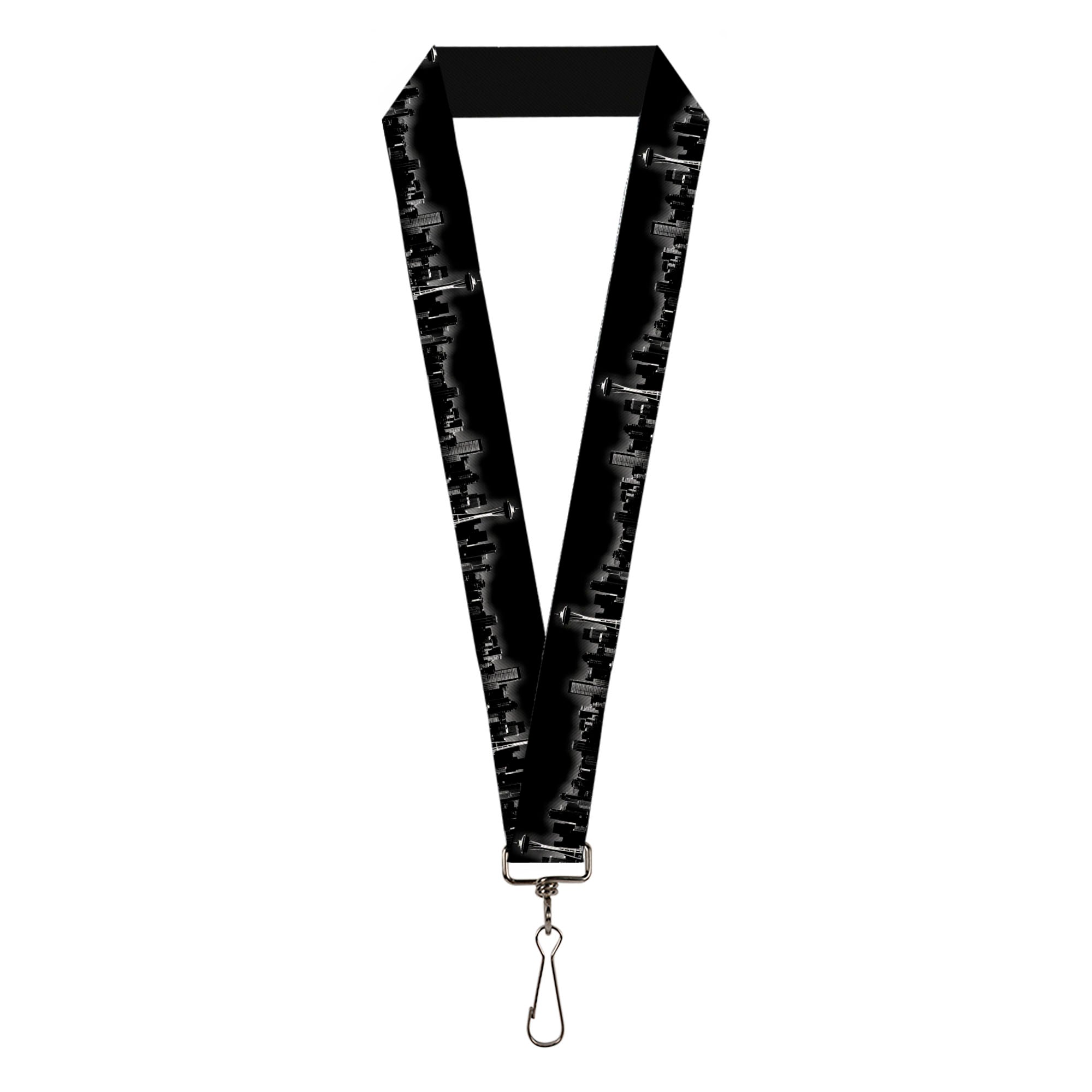 Lanyard - 1.0" - Seattle Vivid Skyline Black White Lanyards Buckle-Down