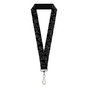 Lanyard - 1.0" - Skulls Stacked Weathered Black Gray Lanyards Buckle-Down
