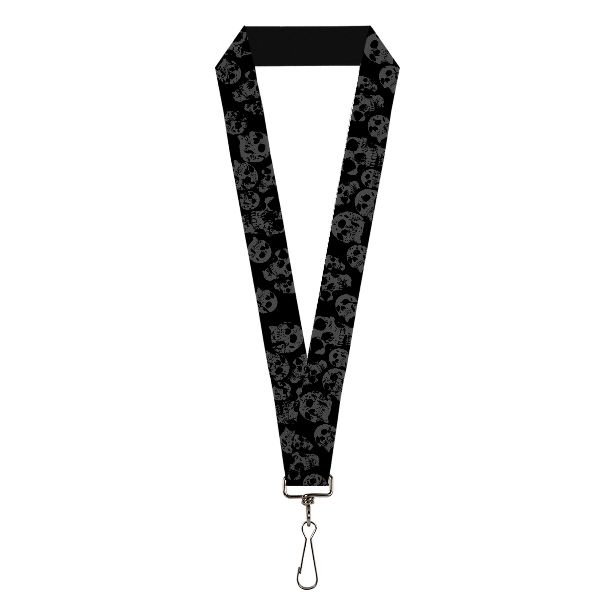 Lanyard - 1.0" - Skulls Stacked Weathered Black Gray Lanyards Buckle-Down