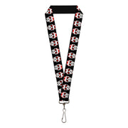 Lanyard - 1.0" - Sugar Skulls Black White Red Lanyards Buckle-Down