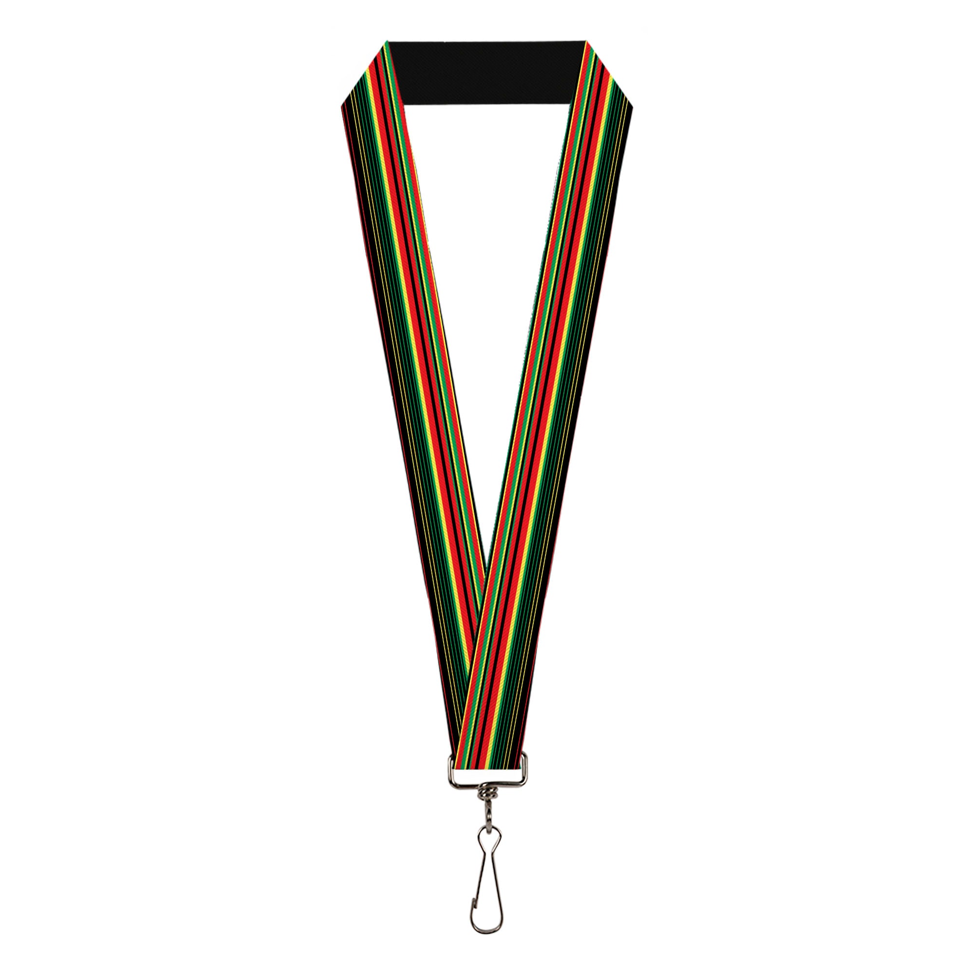 Lanyard - 1.0" - Stripe Transitions Black Red Green Yellow Lanyards Buckle-Down