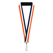 Lanyard - 1.0" - Stripe Navy White Orange Lanyards Buckle-Down