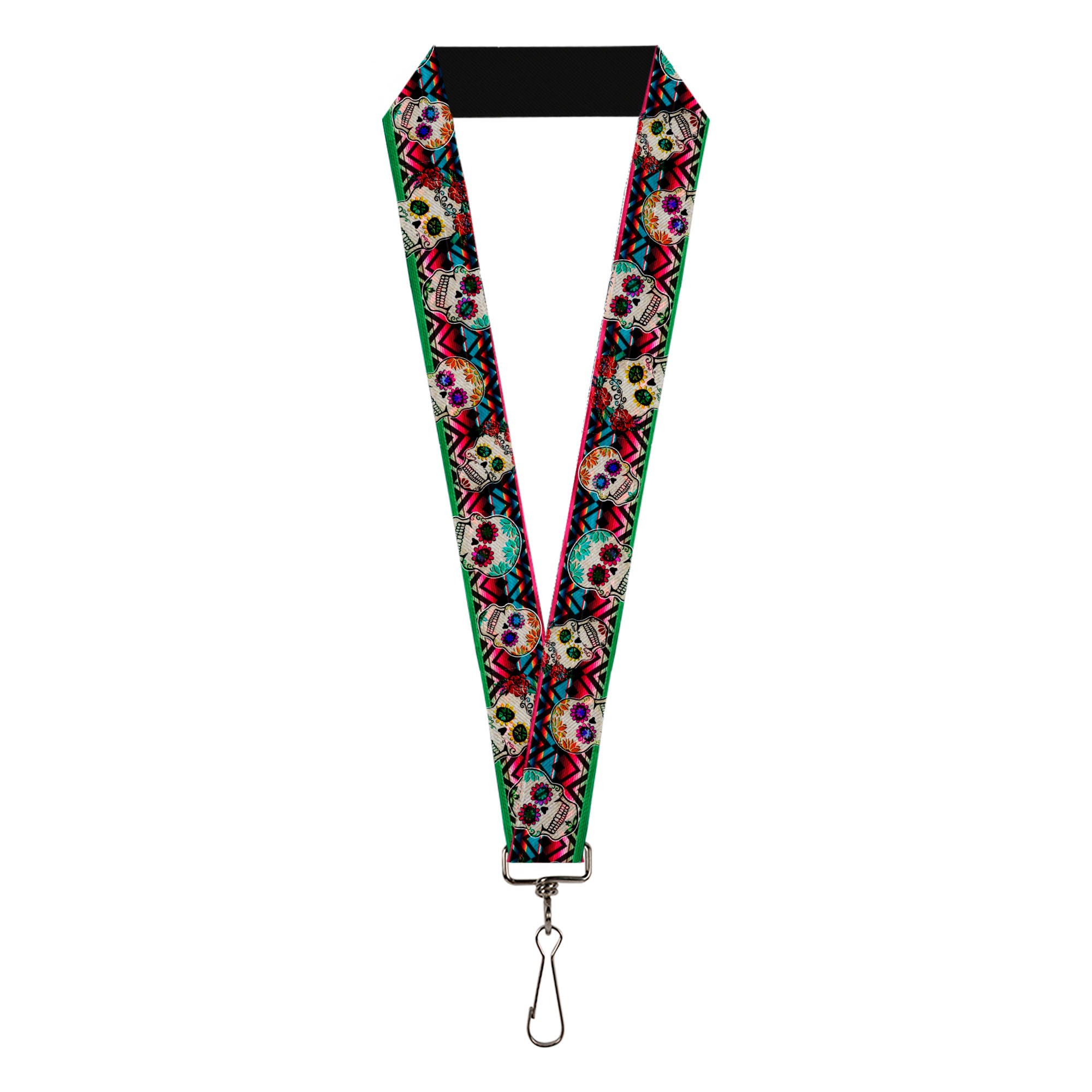 Lanyard - 1.0" - Sugar Skulls Zarape Multi Color Lanyards Buckle-Down