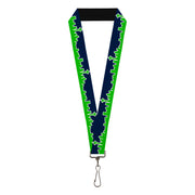 Lanyard - 1.0" - Seattle Skyline Navy Lime Green Lanyards Buckle-Down