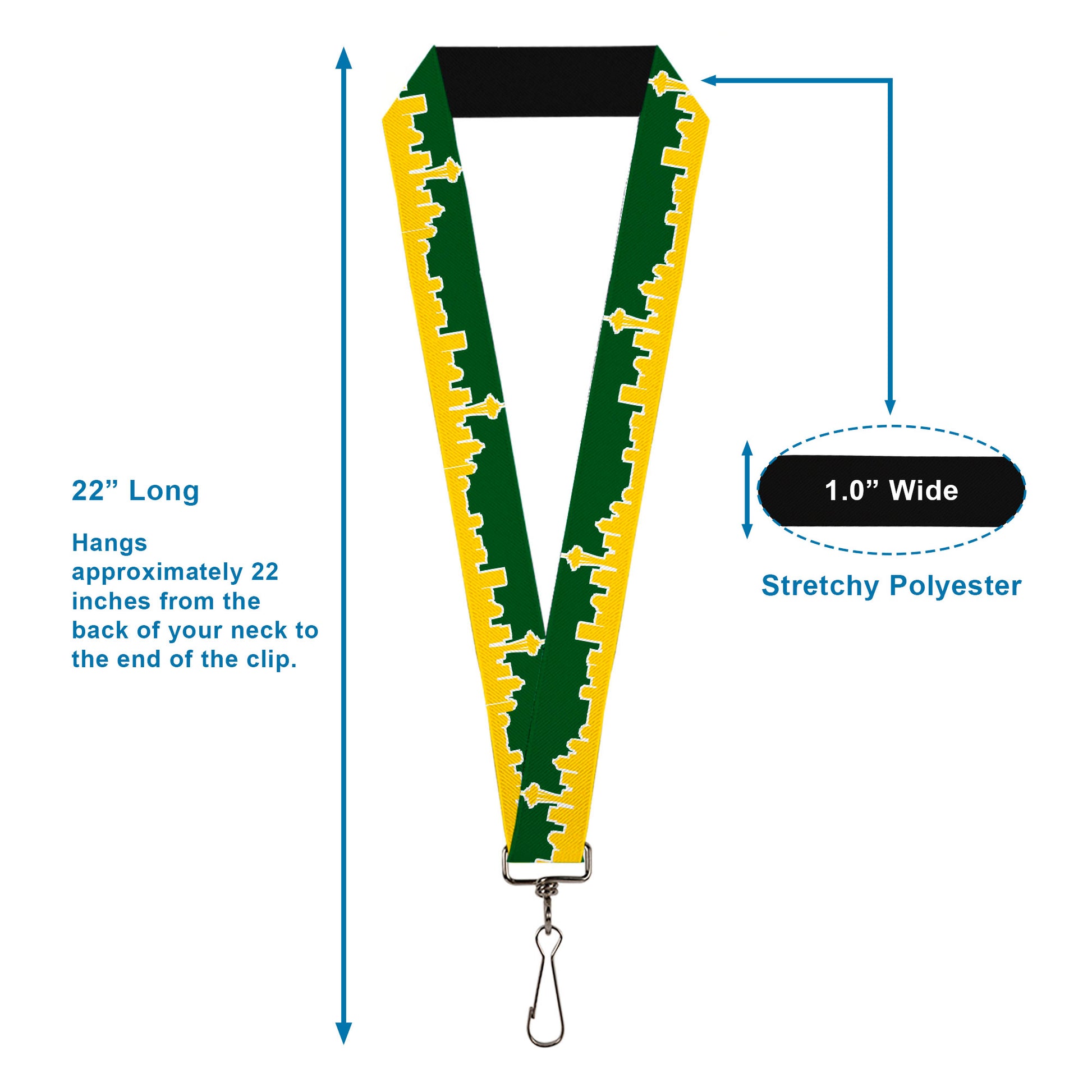 Lanyard - 1.0" - Seattle Skyline Green Yellow Lanyards Buckle-Down