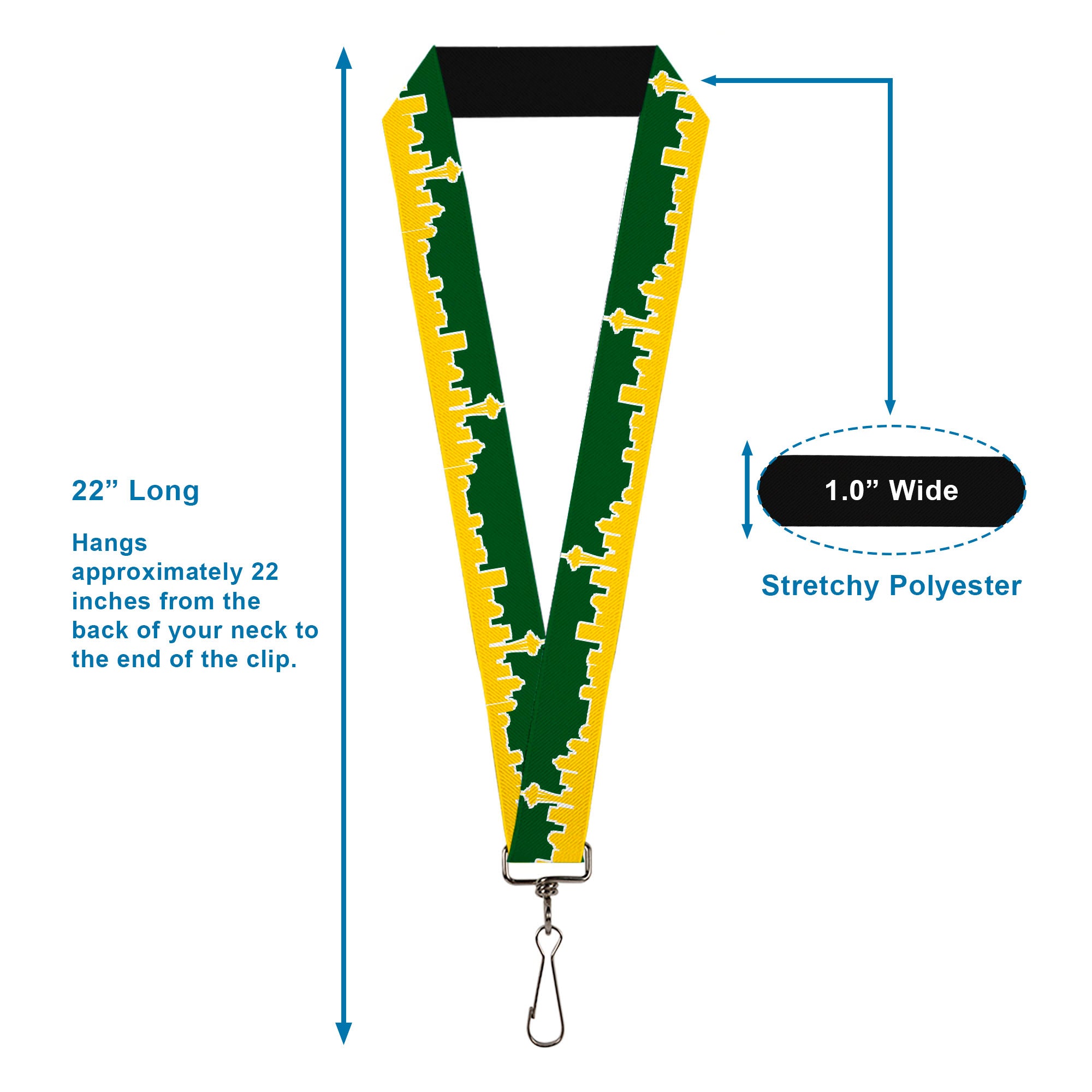 Lanyard - 1.0" - Seattle Skyline Green Yellow Lanyards Buckle-Down