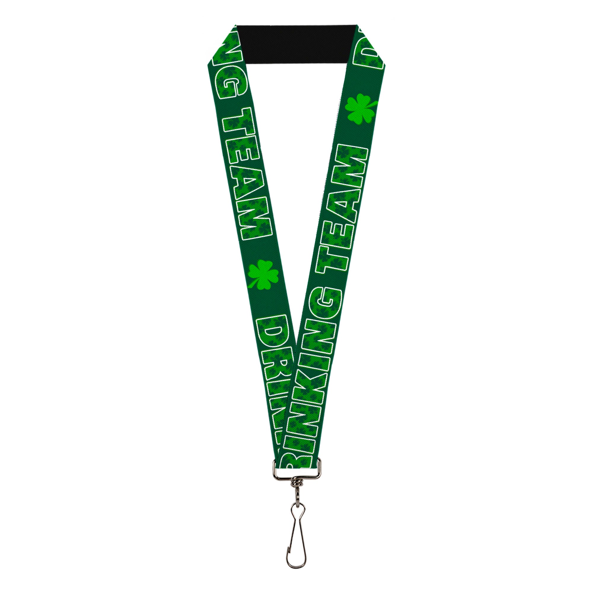 Lanyard - 1.0" - St Pat's DRINKING TEAM Shamrocks Black Green White Lanyards Buckle-Down