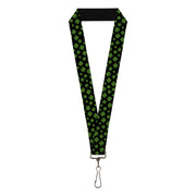 Lanyard - 1.0" - St Pat's Clovers Scattered Black Green Lanyards Buckle-Down