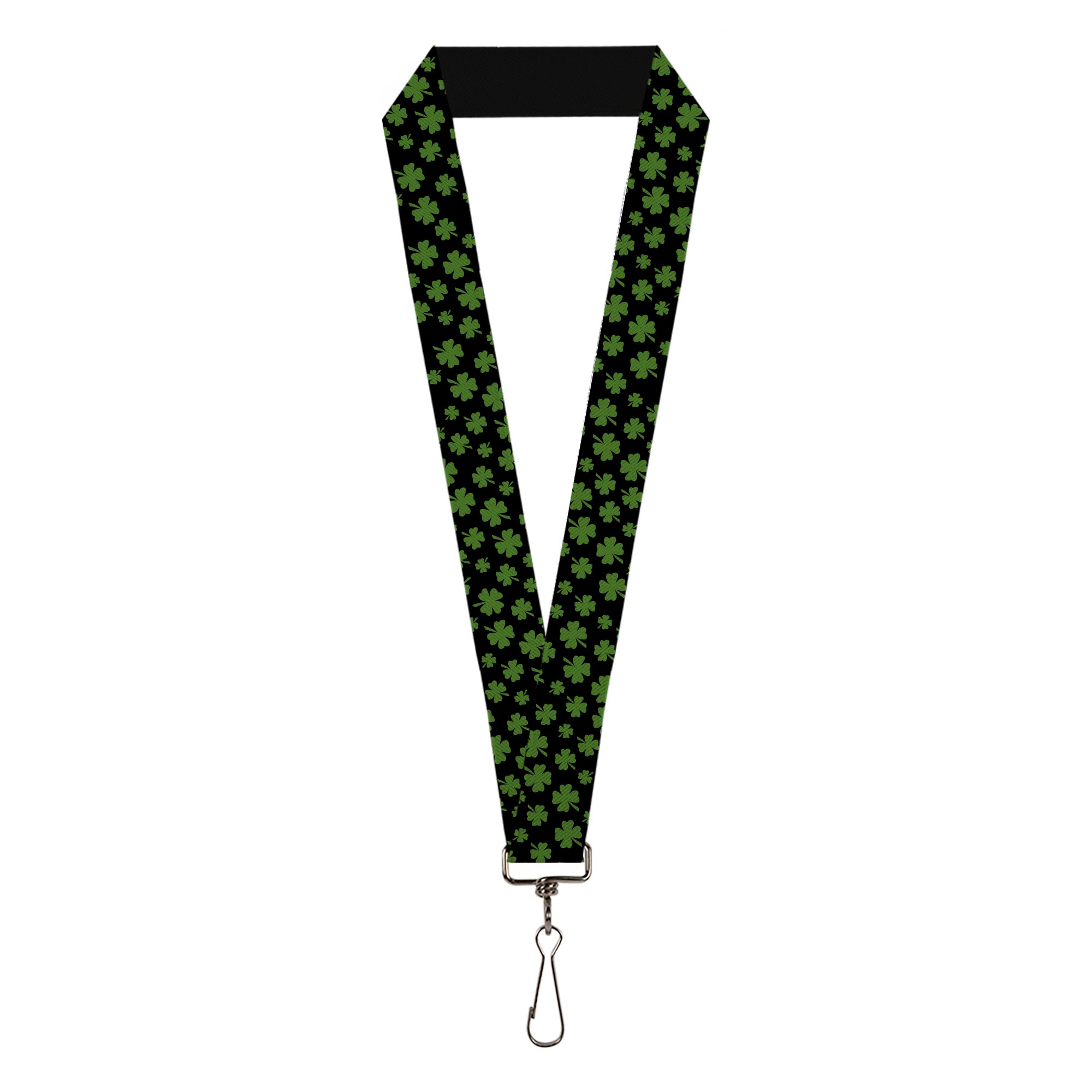 Lanyard - 1.0" - St Pat's Clovers Scattered Black Green Lanyards Buckle-Down