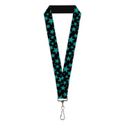 Lanyard - 1.0" - Stars Multi Stars Black Turquoise Lanyards Buckle-Down