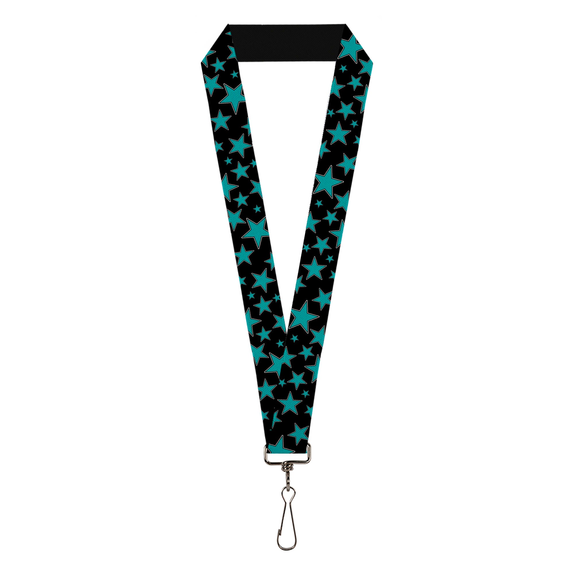 Lanyard - 1.0" - Stars Multi Stars Black Turquoise Lanyards Buckle-Down