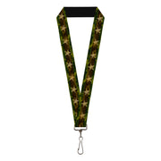 Lanyard - 1.0" - Star Camo Olive Gold Lanyards Buckle-Down