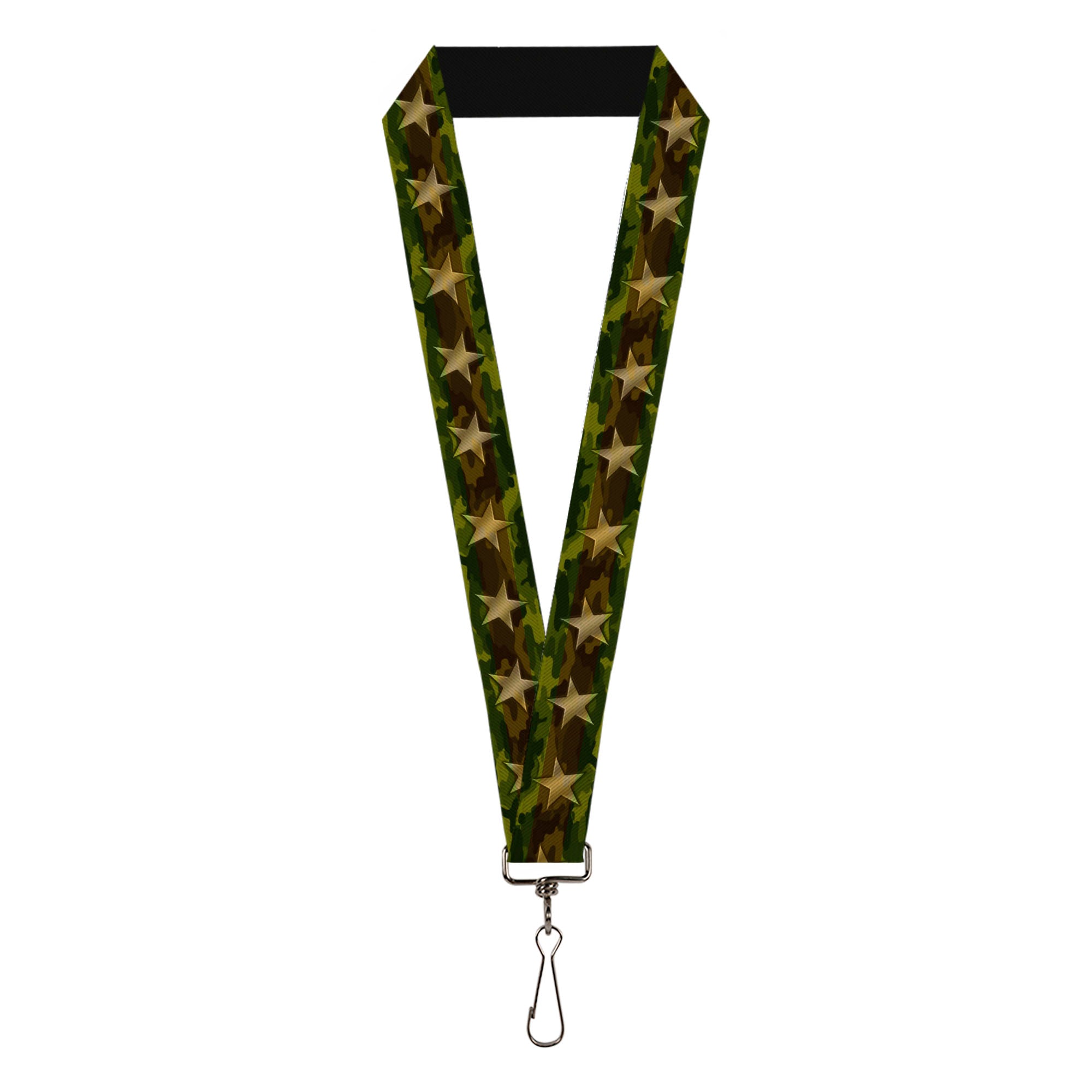 Lanyard - 1.0" - Star Camo Olive Gold Lanyards Buckle-Down