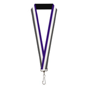 Lanyard - 1.0" - Stripes Purple White Gray Lanyards Buckle-Down
