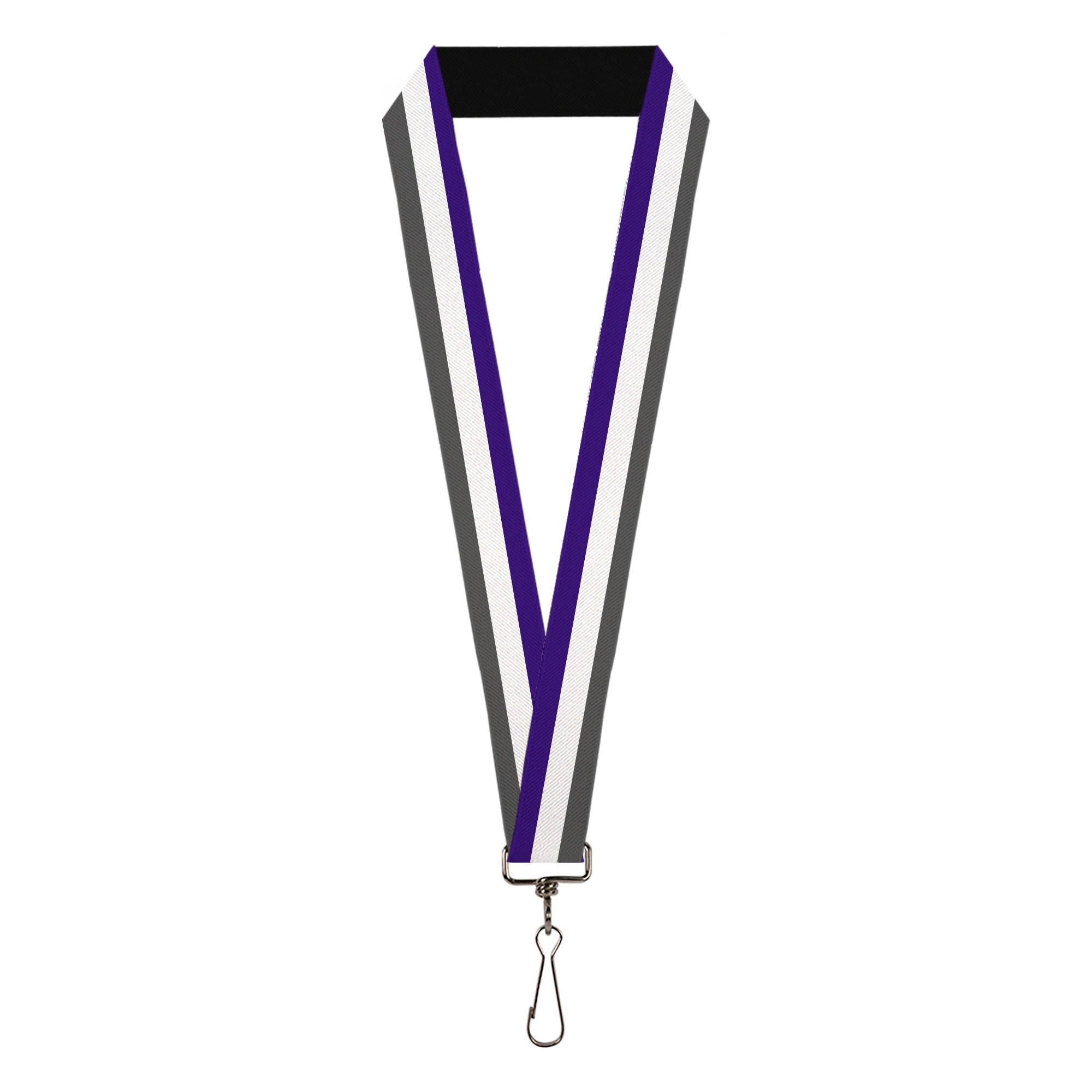 Lanyard - 1.0" - Stripes Purple White Gray Lanyards Buckle-Down