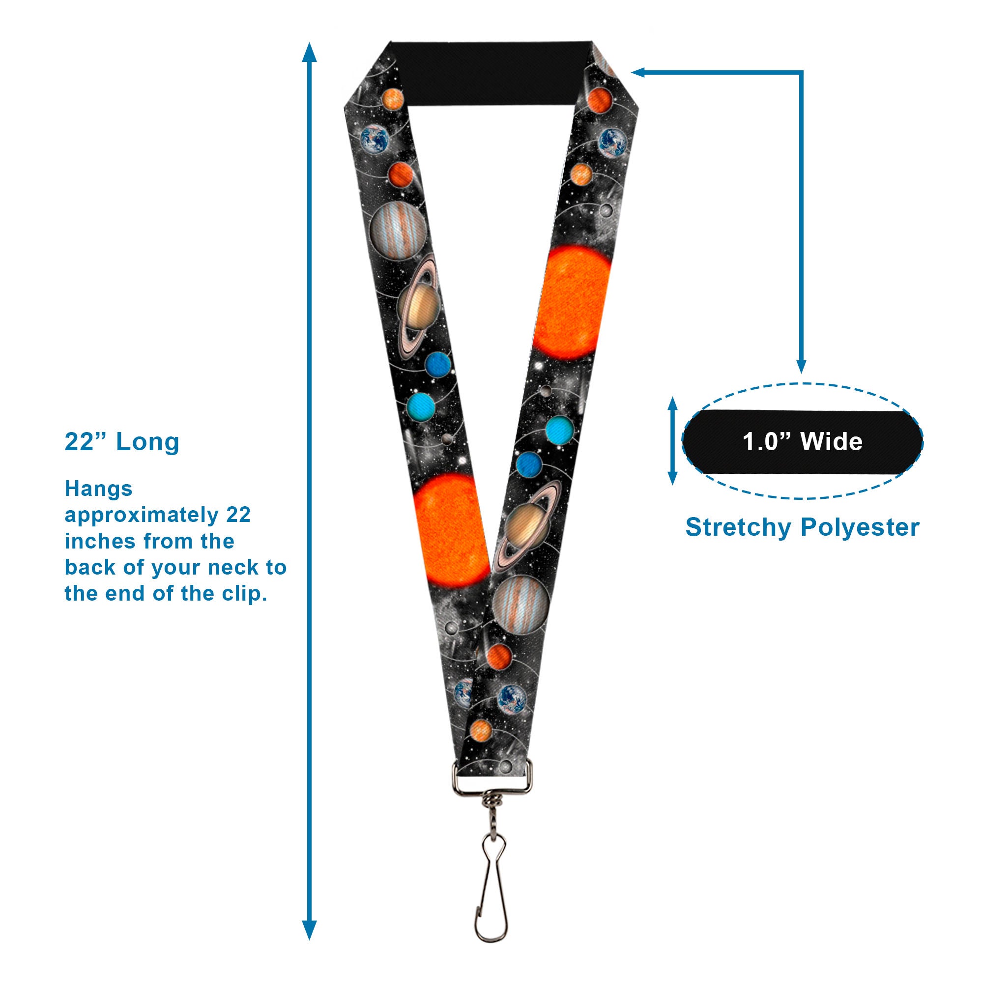 Lanyard - 1.0" - Solar System Sun Planets Stars Lanyards Buckle-Down