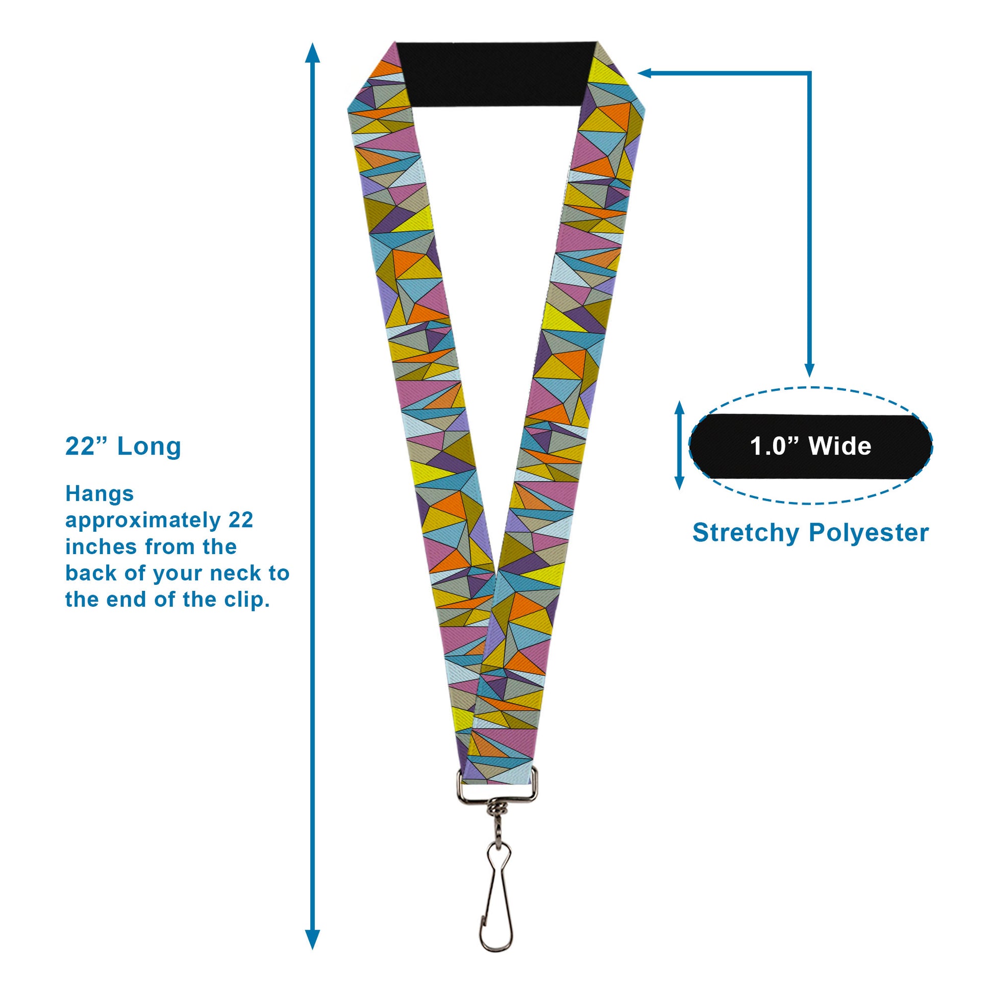 Lanyard - 1.0" - Stained Glass Mosaic Multi Color Lanyards Buckle-Down
