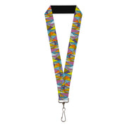 Lanyard - 1.0" - Stained Glass Mosaic Multi Color Lanyards Buckle-Down