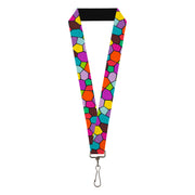 Lanyard - 1.0" - Stained Glass Mosaic2 Multi Color Navy Lanyards Buckle-Down